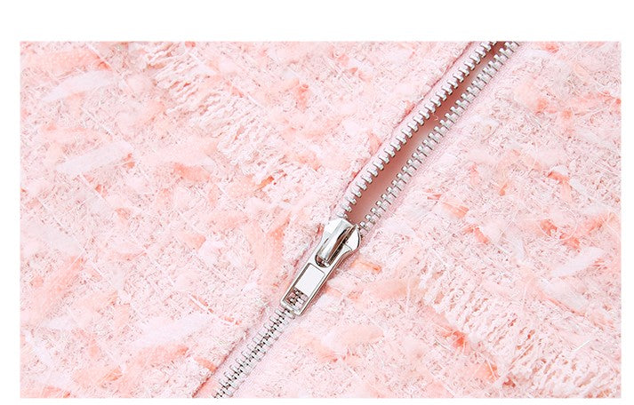 LEDIM W pastel pink spliced tweed short skirt - Lippi