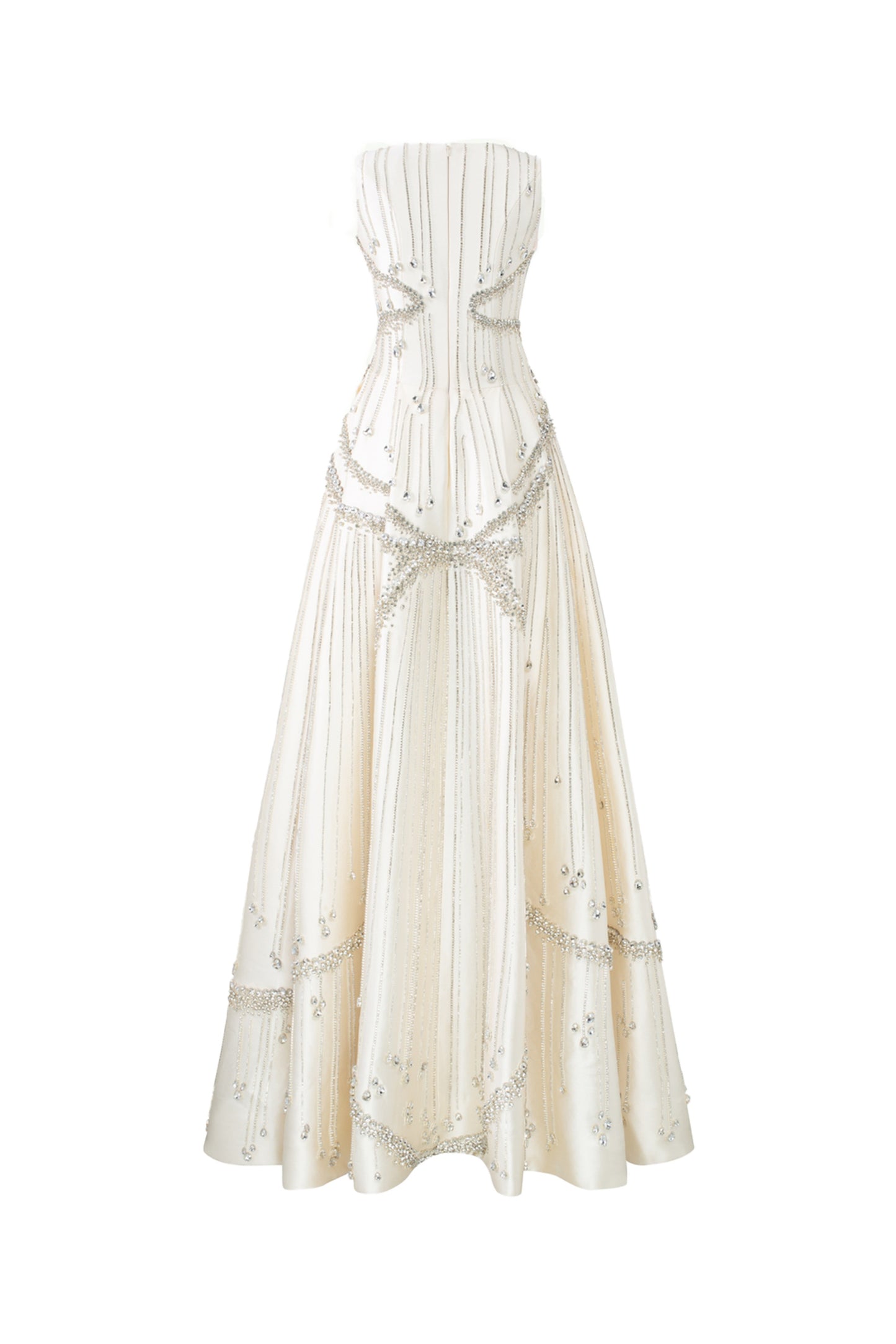 Tracy Studio Elegant luxury interstellar Crystal stone Embellished Sleeveless See-Through Chest Evening Dress Wedding Dress - Tibb