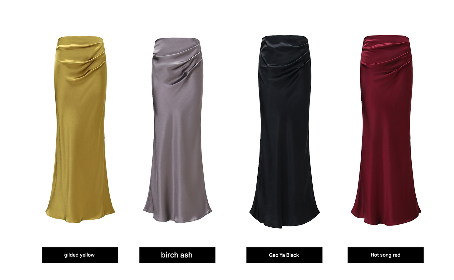 WANGXO | Acetate Gilt Satin Pleated Fishtail Skirt-SARA.