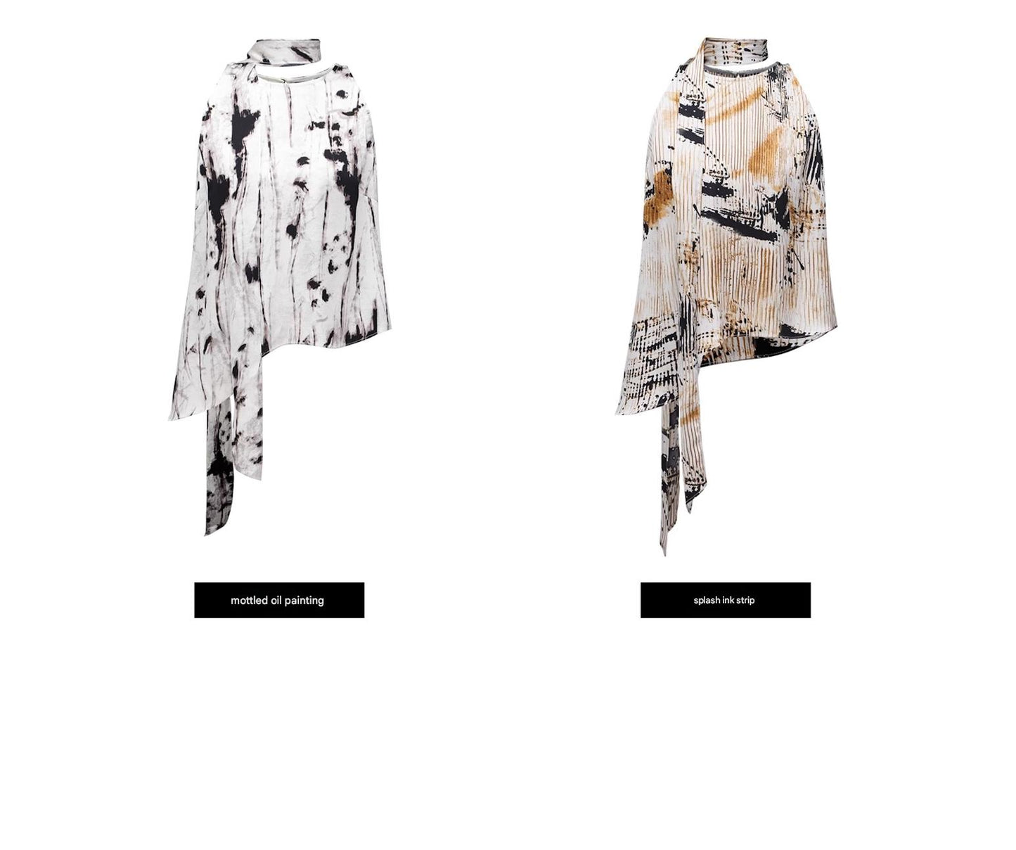 WANGXO | Satin Oil-Paint Floral Shadow Silken Drape Top -EVELISE.