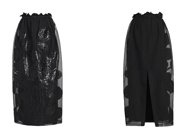 ZHUCHONGYUN sheer floral back slit bud-shaped skirt - TOPPER.