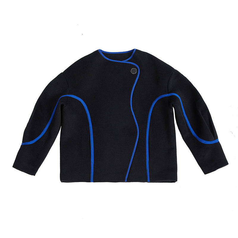 TINY IN Line Cropped Tweed Women's Black Jacket - KENCHO