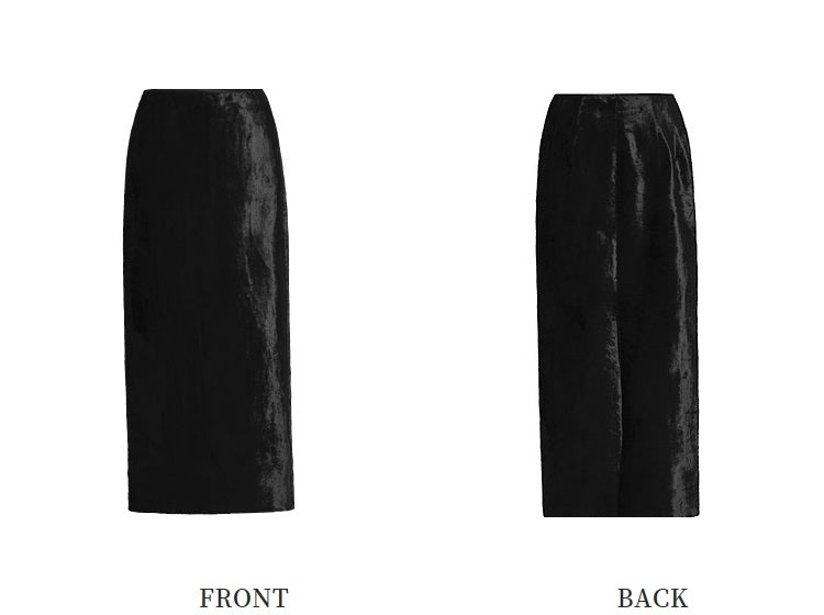 ZHUCHONGYUN cocoon-shaped organ mercerized satin back slit straight skirt-KENDRI.