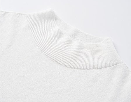 COMME MOI Lv Yan designer spring women's half-high neck slim fit seamless knit top - MAEVE.