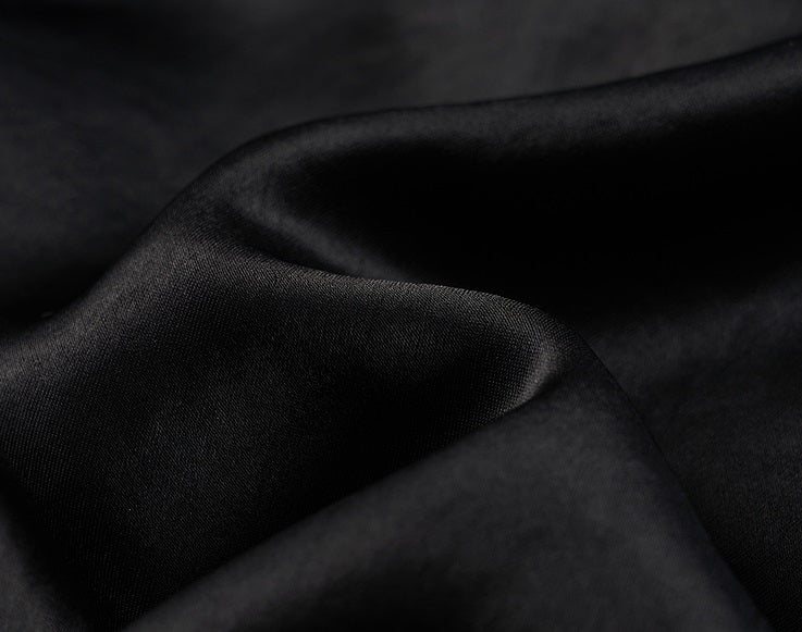 COMME MOI Summer Women's Black Satin Straight Pants - ADELINE.