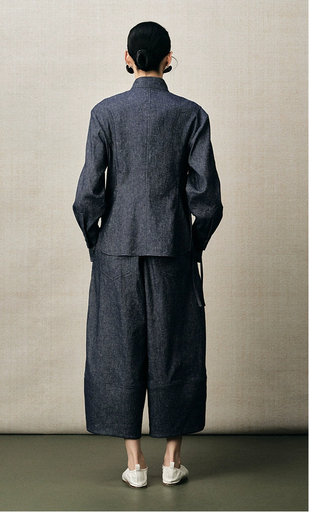 ZHUCHONGYUN loose belt denim cropped pants-ANVAS.