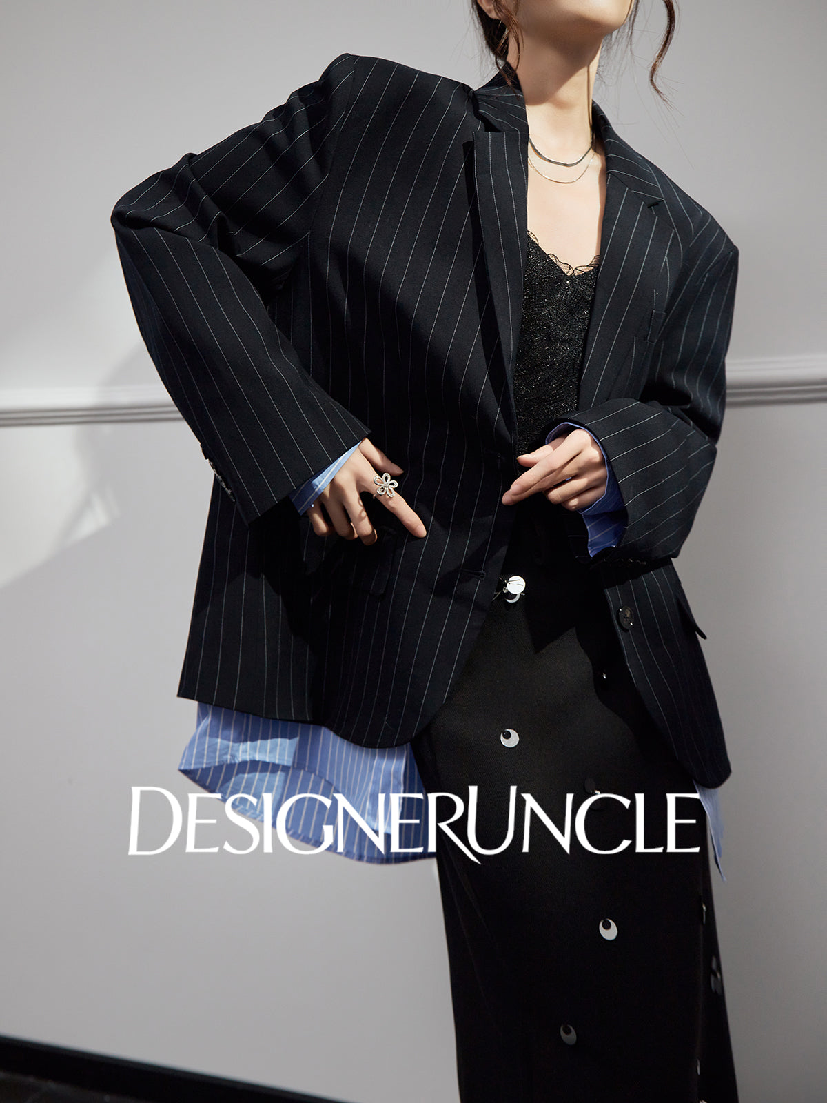 DGU "Deep World" dark blue loose blazer commuter versatile high-end top - Joseph.