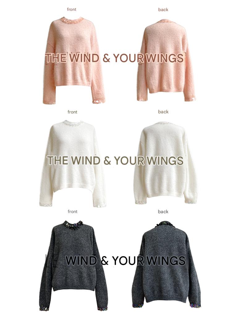 LE VENT&TES AILES high-end handmade sequins inner winter spring sweater -VEE