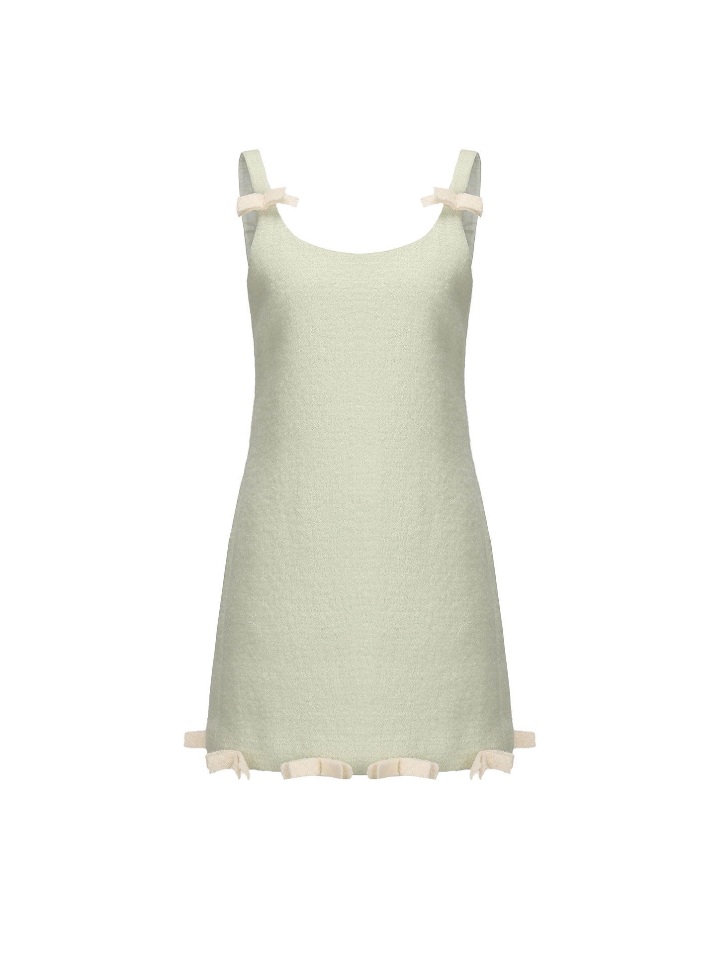 ATELIER MISS LU Bow Patchwork Sheep Wool Camisole Dress - FOGT.