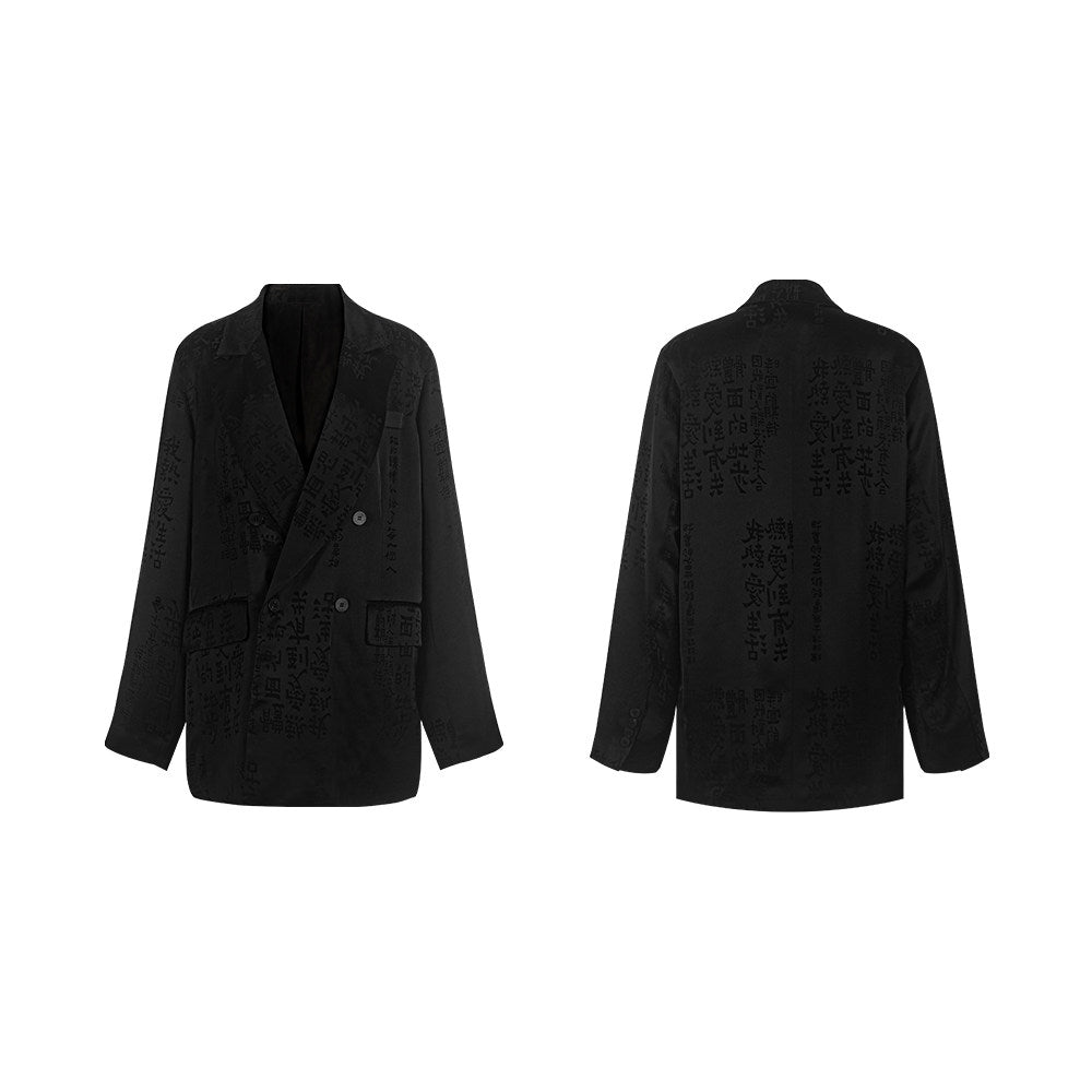 TUYUE Calligraphy Acetate Satin Casual Silhouette Blazer - LILY.
