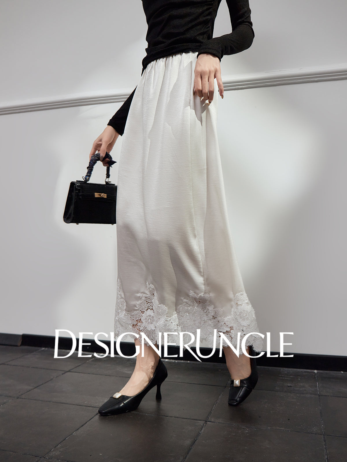 DGU new light luxury lace splicing embroidery niche slimming design elegant temperament - FLOW ?.