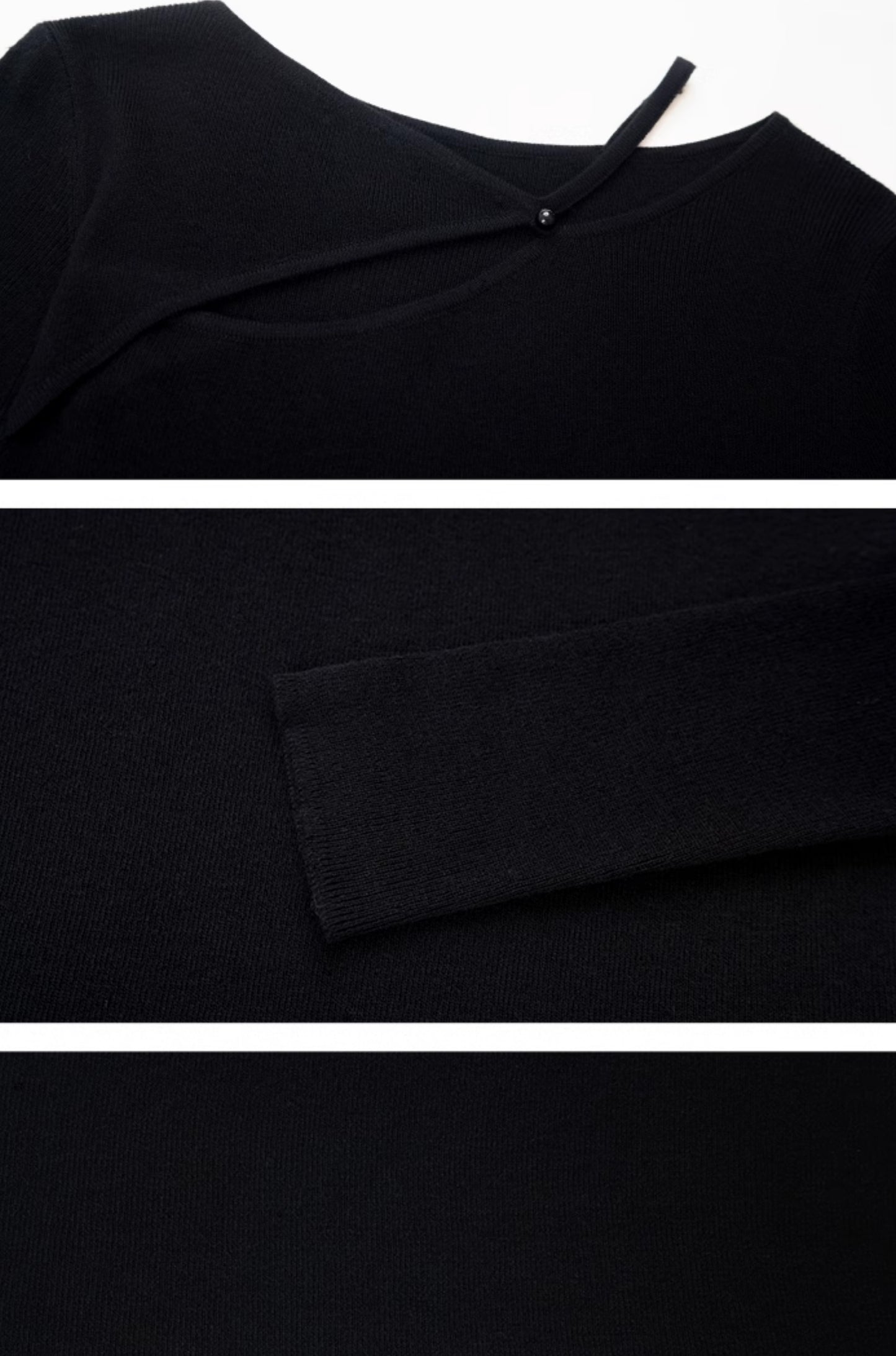 HECO asymmetrical hollow Red Black Apricot wool blend knitwear - mere.