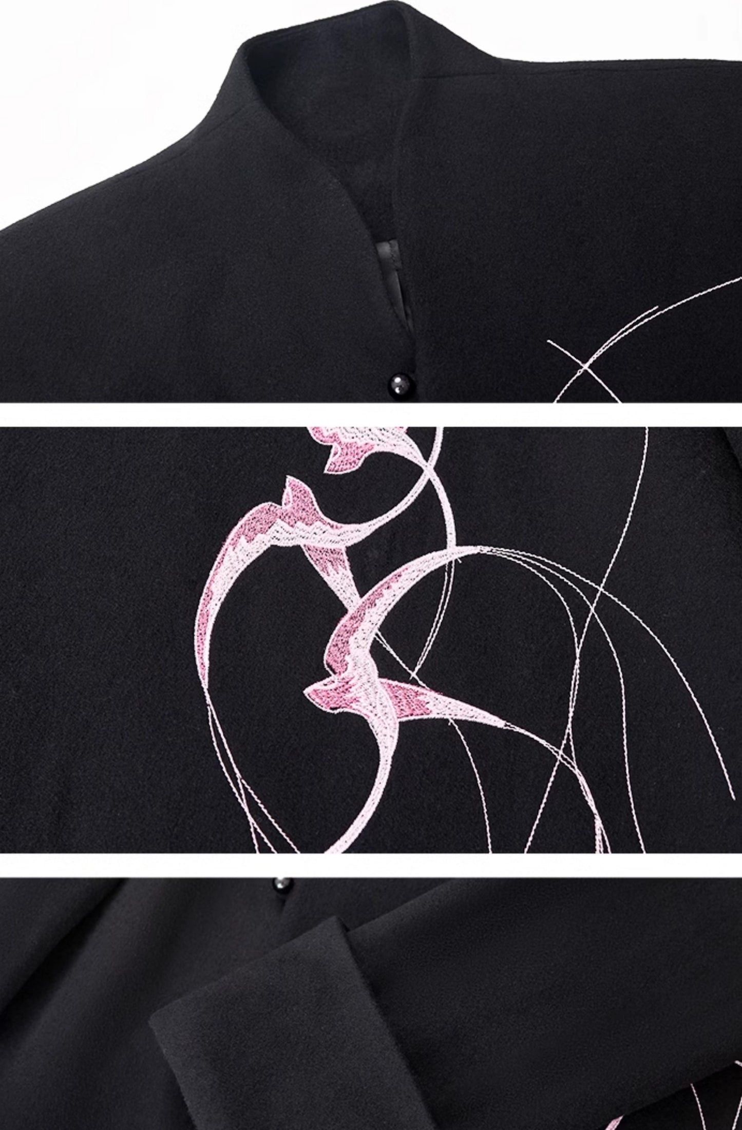 HECO Swallow embroidery tweed black Jacket Women - sinc.