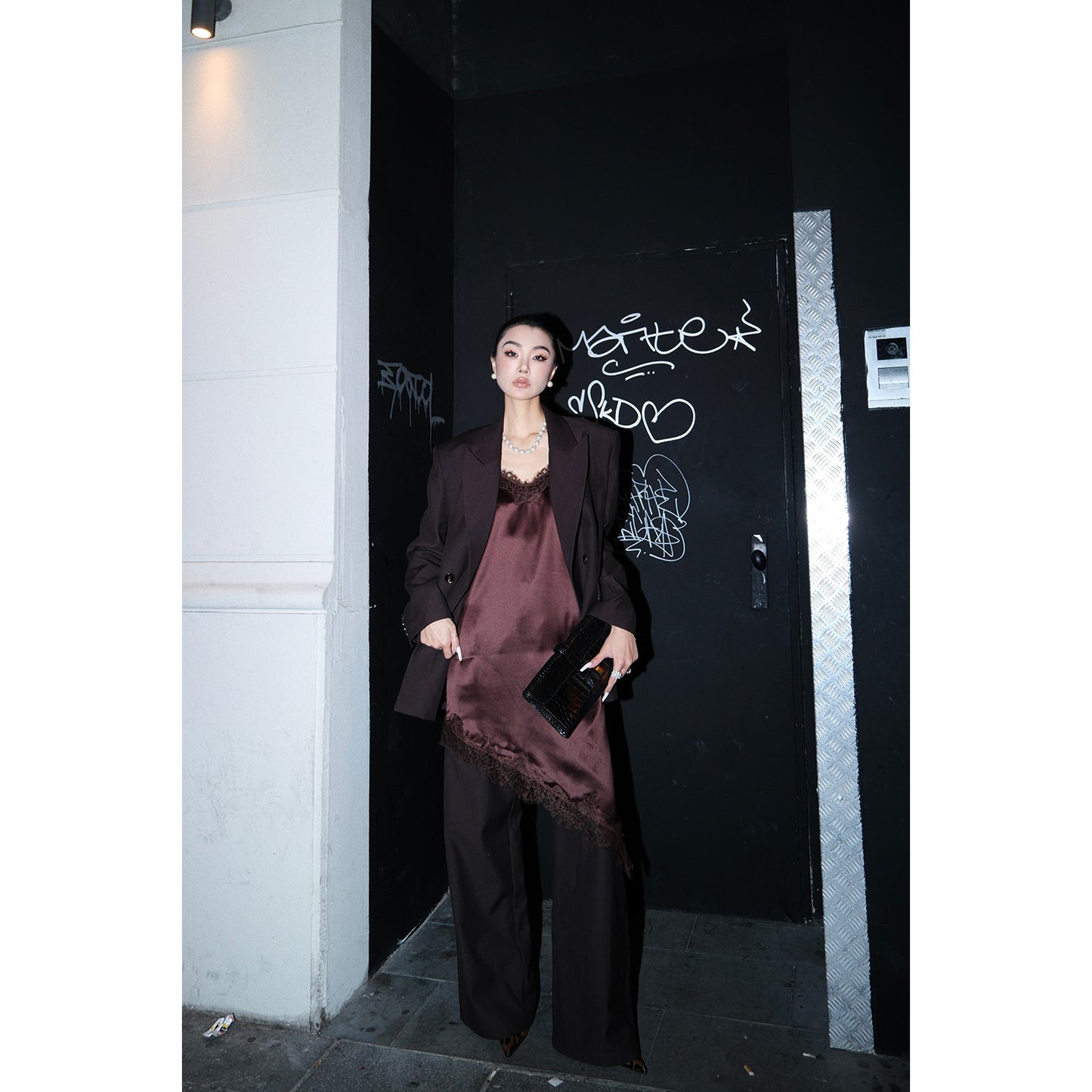 MEI SANGUAN Double-Breasted Suit, Lace Dress & Slacks Set - CLIO