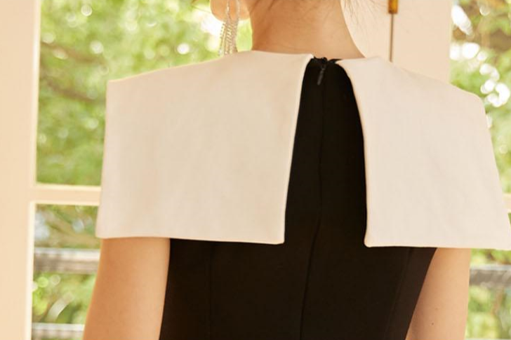 DOLLY Luxury Black Retro French Style Color Contrast Sleeveless Slim Fit Short Dress-ORLA