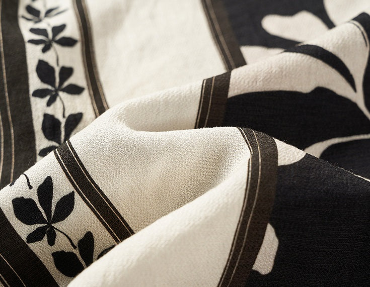 COMME MOI Lu Yan designer's black and white printed shirred dress - OAKLEY.