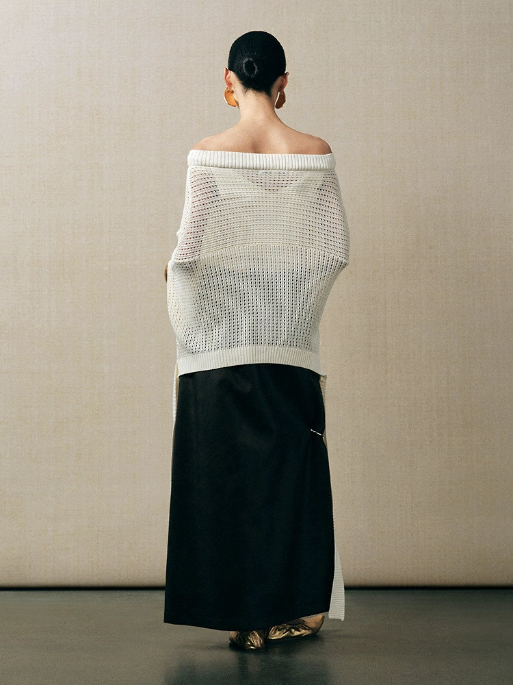 ZHUCHONGYUN cut-out mesh smock knit top-FREEZA.