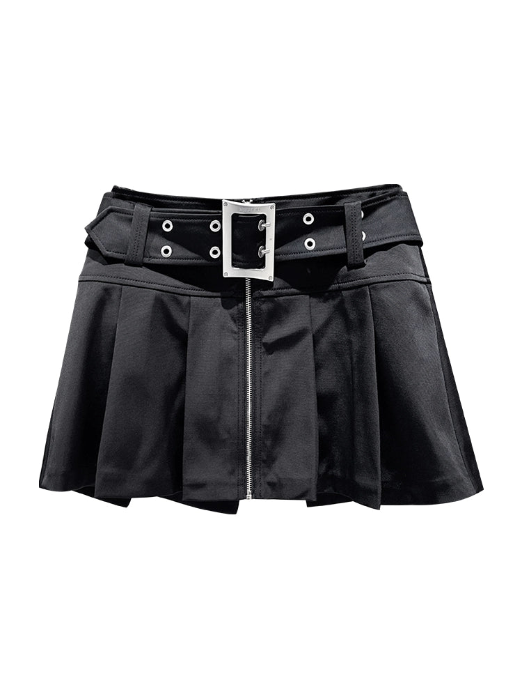ANNAKIKI low-waisted Japanese button fractal pleated short skirt-NIDIA.