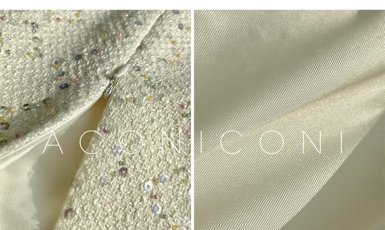 Aconiconi Elegant Suit Slit tweed Skirt - Champs Elysees Holiday