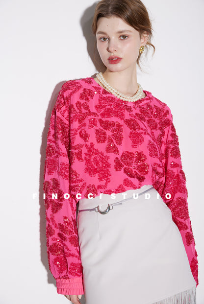 Heavy Sequins Embroidery High Quality Gemstone top - Caraa