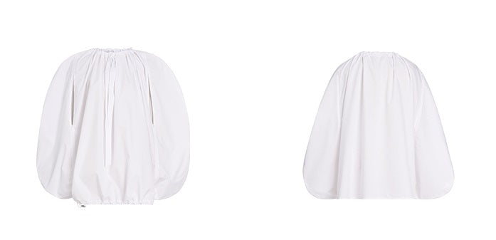 ZHUCHONGYUN white elegant cut-out shirred blouse-MIKASA.