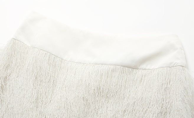 ZHUCHONGYUN snow-white fringe loose straight long skirt-SOUH.