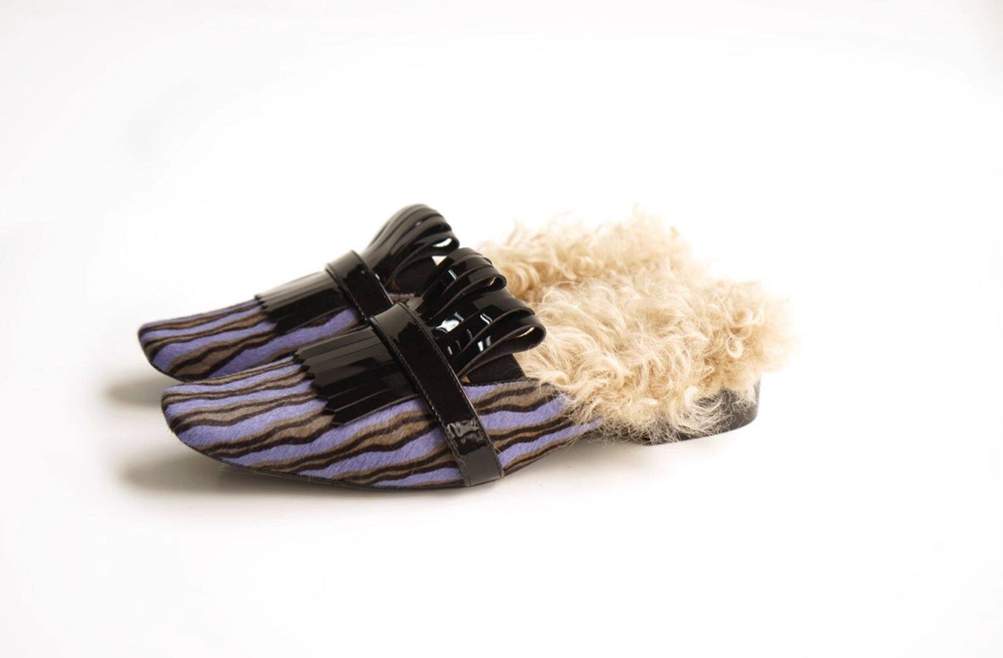 B-FEI square toe wind wool mules women's shoes-SHIKA.