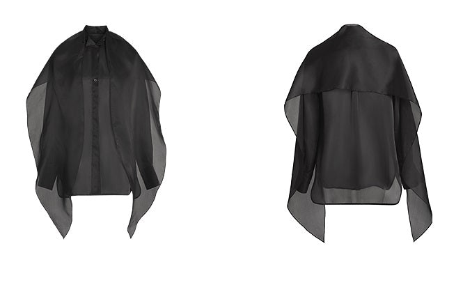 ZHUCHONGYUN Black silk satin long sleeve shawl shirt-DANG.