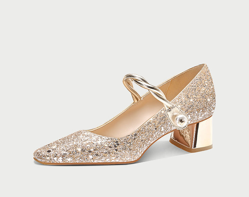Pjjuu Gold wedding bridal Mary Jane pumps - Vienna