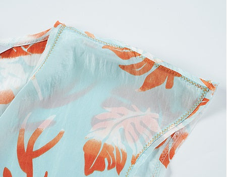 COMME MOI Lv Yan Designer Summer Vacation Print V-Neck Cropped Dress - MIA.