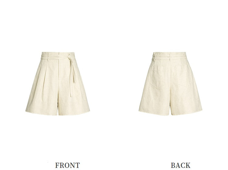 ZHUCHONGYUN bamboo waist cord knee-length loose shorts-LEONE.