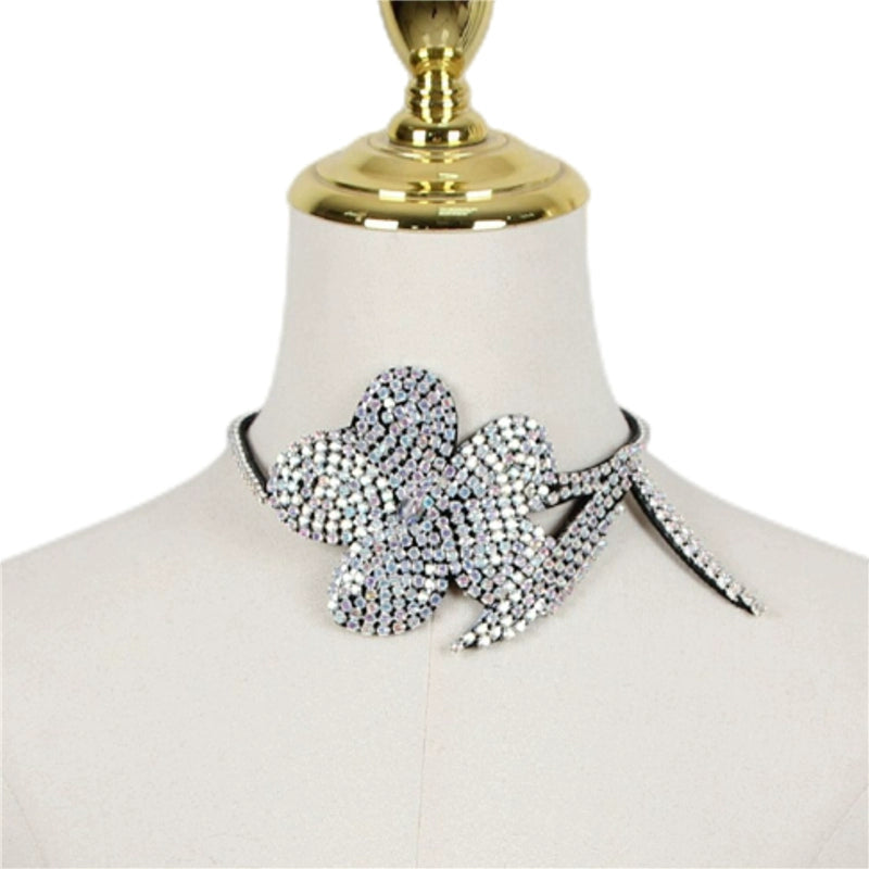 DOLLY Elegant Diamond Plant/Flower Design Chocker Necklace-OLIVIA