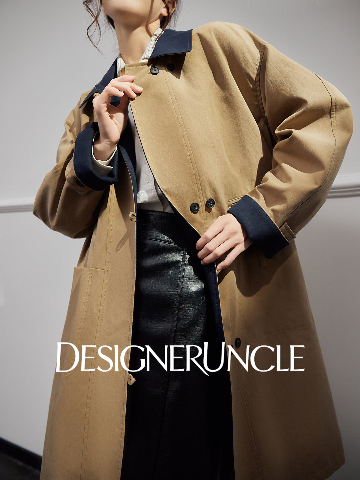 DGU "Qinglan" khaki jacket commuting versatile slimming temperament fashion top - Kyle.