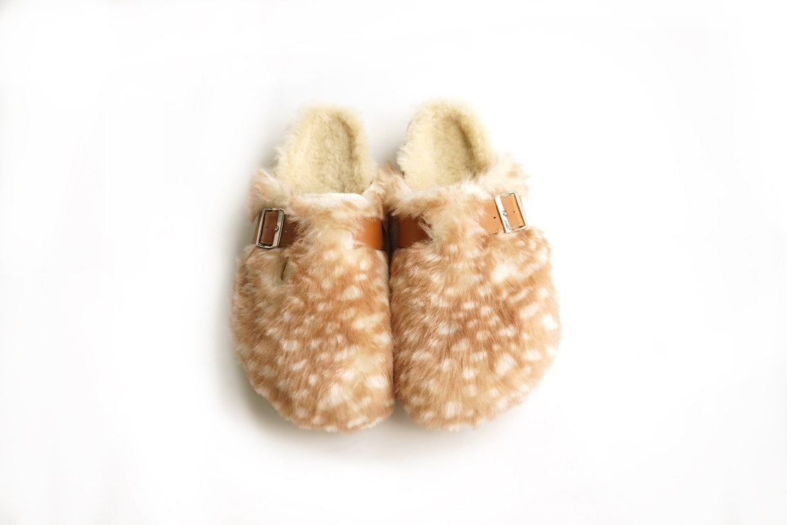 B-FEI fur handmade flat half flip-flops-YUJI.