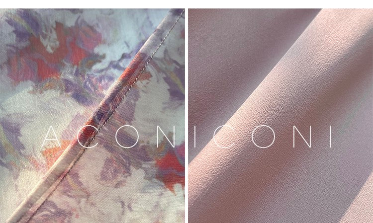 Aconiconi Elegant Purple Flower Print V-Neck Sleeveless Resort Dress- Purple Hibiscus vine