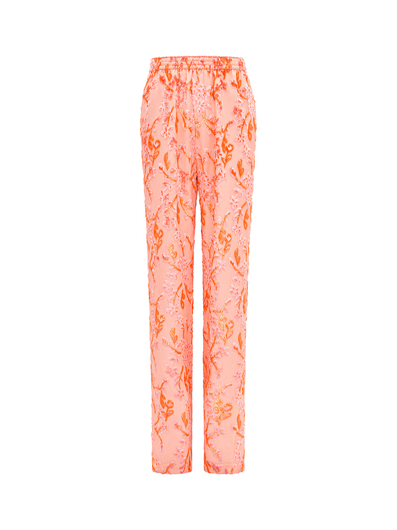M essential Mackay designer embroidered folded knot orange shirt Pants set - Lara.