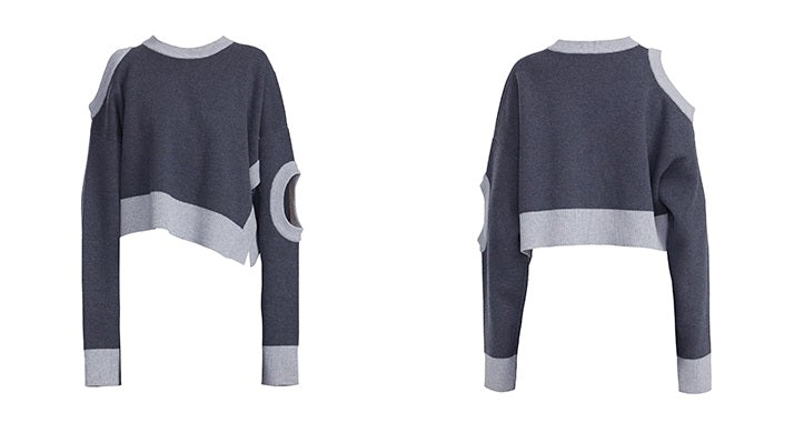 TINY IN women's loose dropped cut-out short sweater-MIE