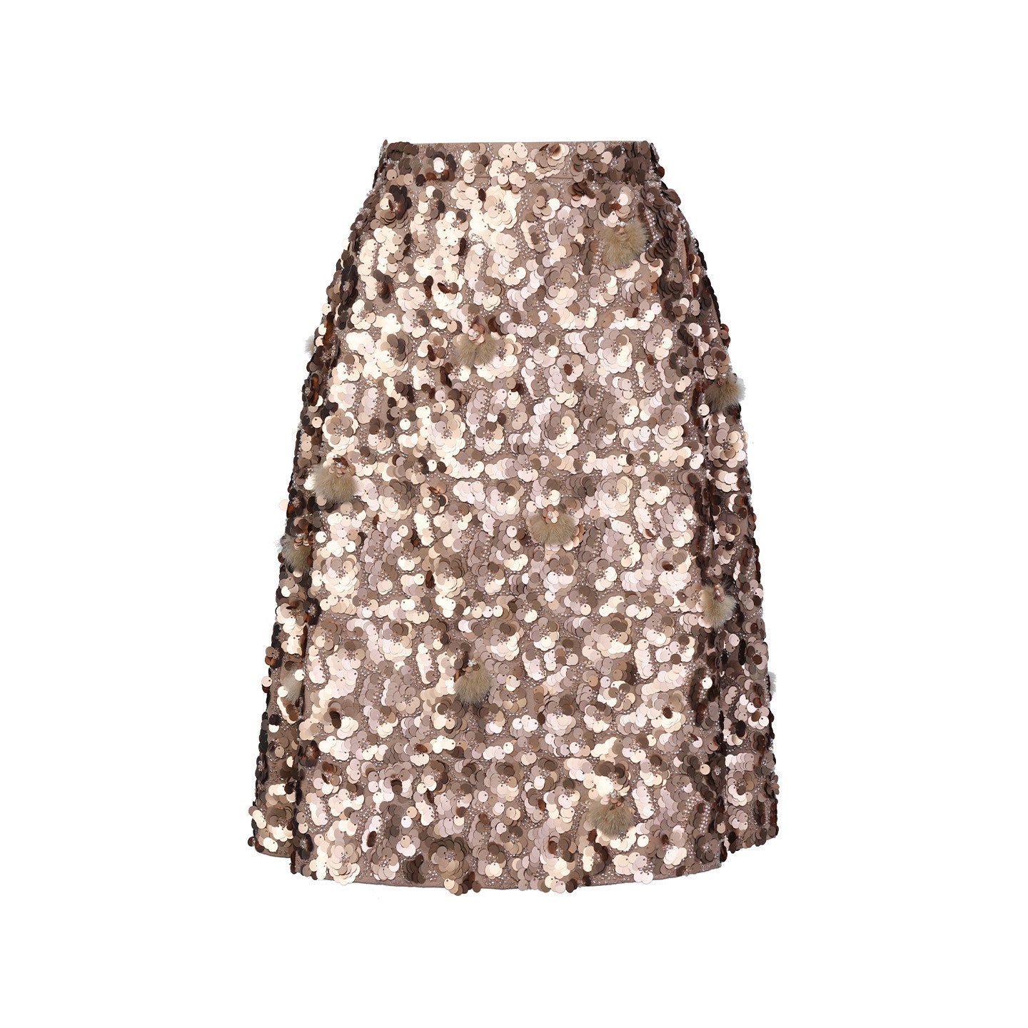 FAME A-line silhouette gold beaded embroidered skirt - ASTER.