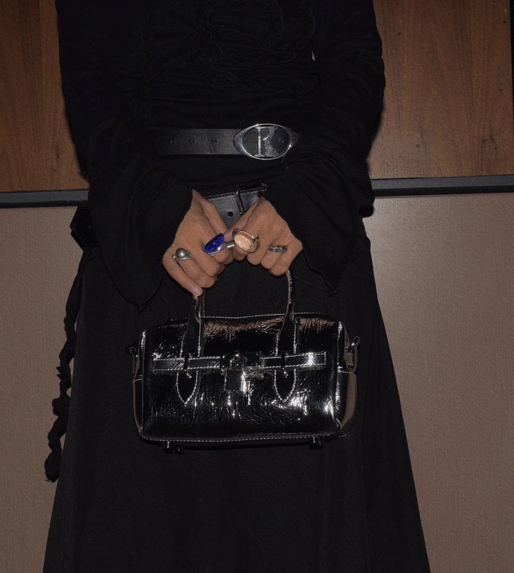 IUBALLET Elegant One-shoulder Black Small Leather Bag - PEACE.