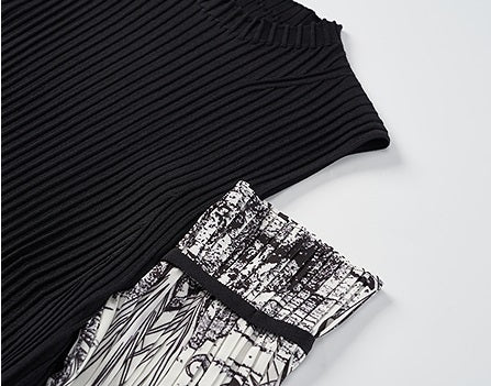 COMME MOI Lu Yan designer new women's off-the-shoulder printed sleeve shirt - DEAR .