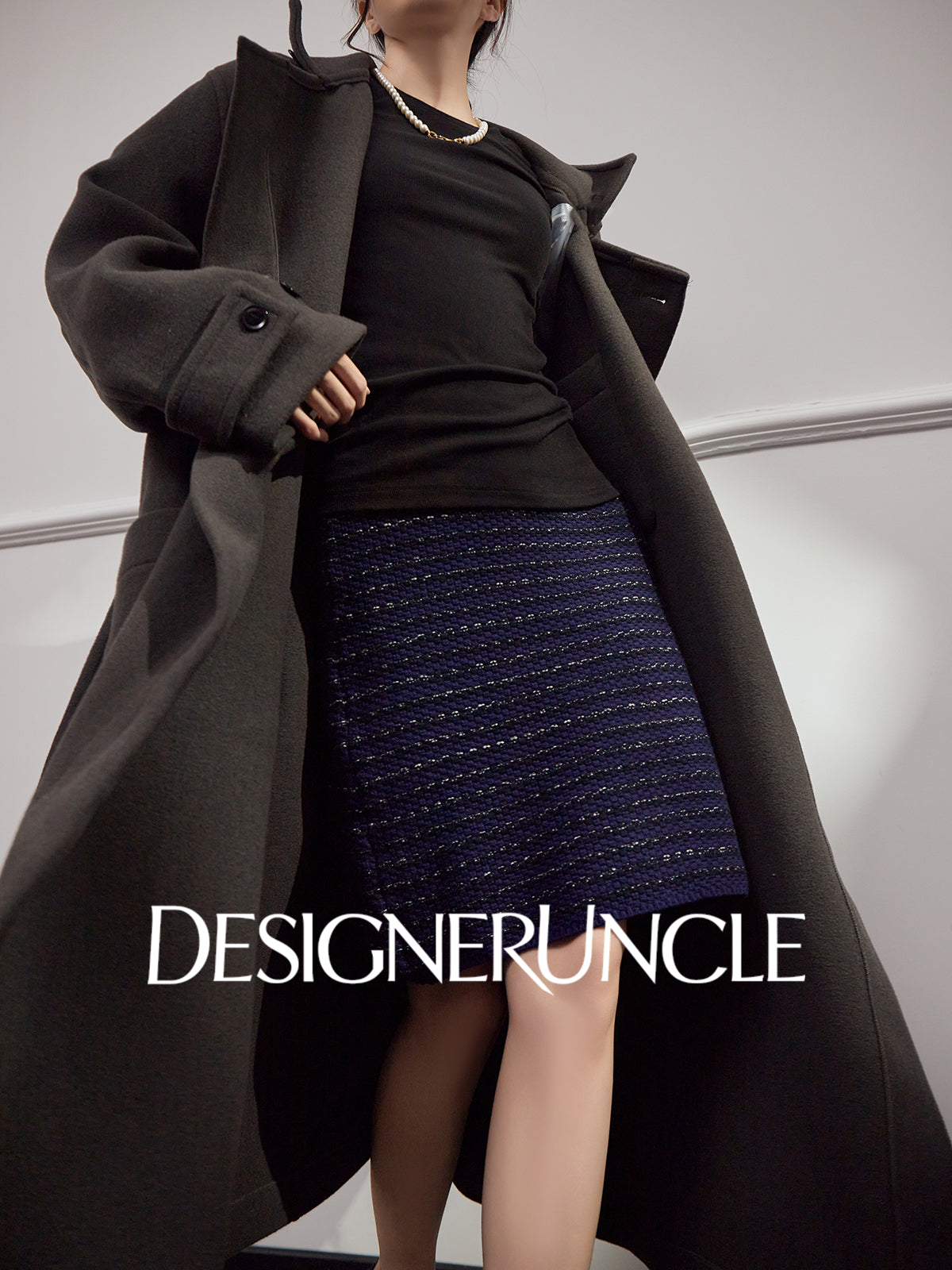 DGU "Yaolan" royal blue small fragrance temperament celebrity commuter skirt - Roberta.