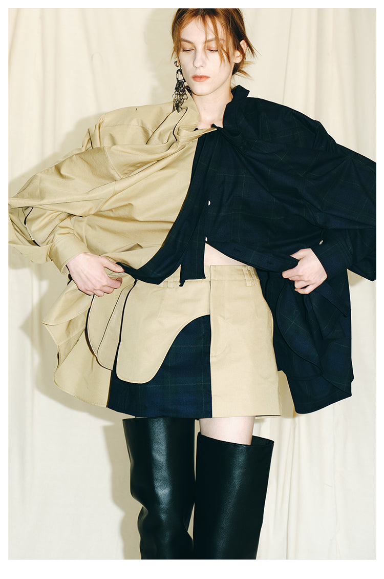 MAYALI paneled structure, niche short contrast skirt - Shilo