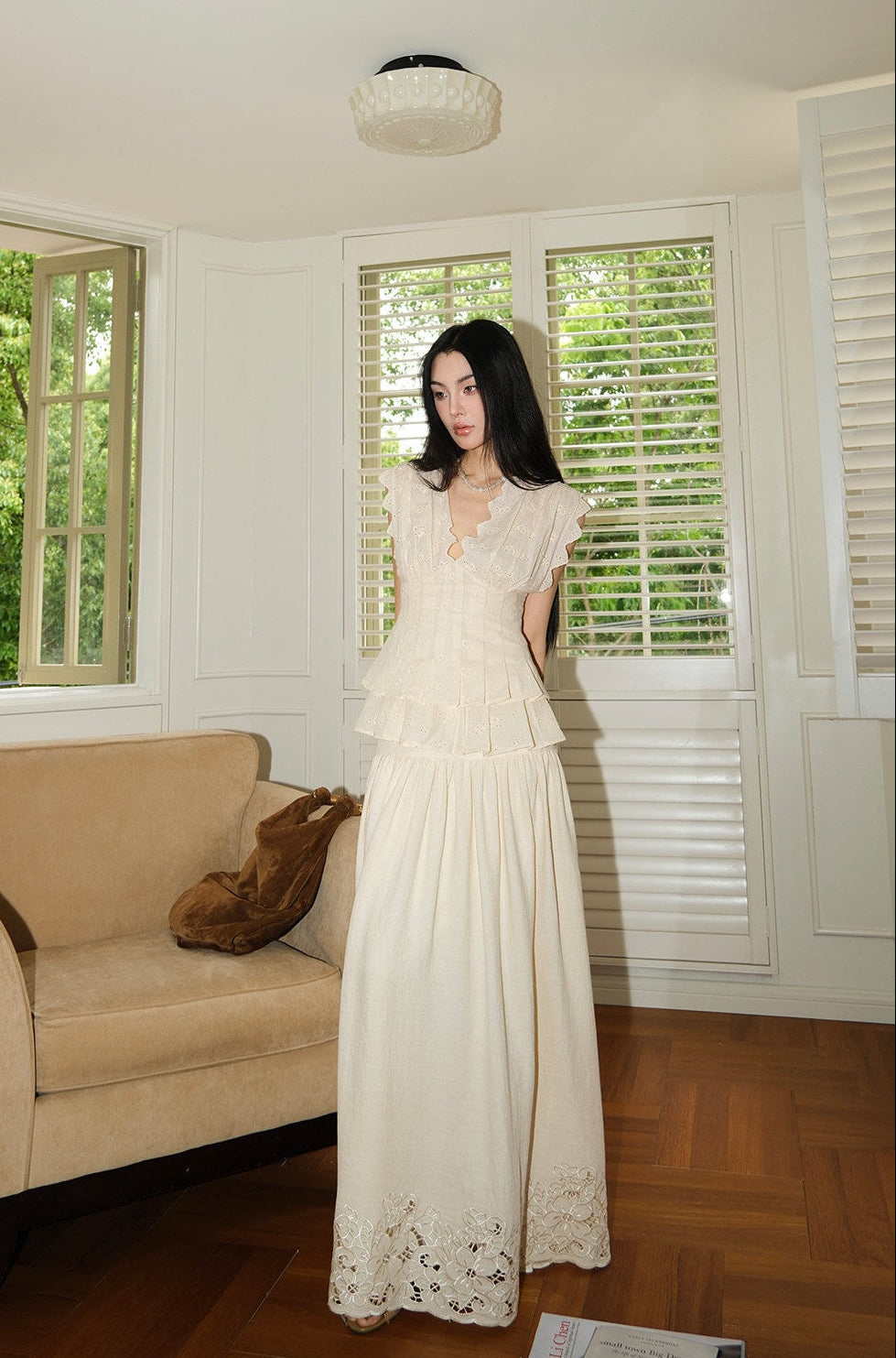 MEI SANGUAN-Neck Top & A-Line Skirt Set - DEVON