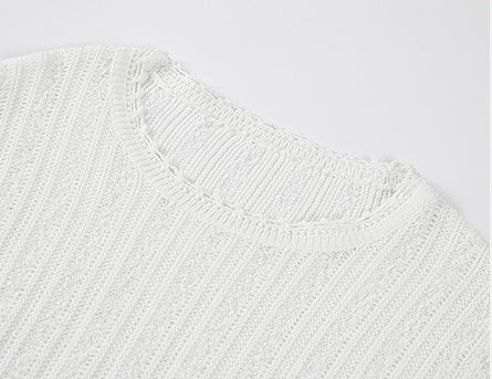 COMME MOI women's cut-out raw edge pullover knit top- VALENTINA.