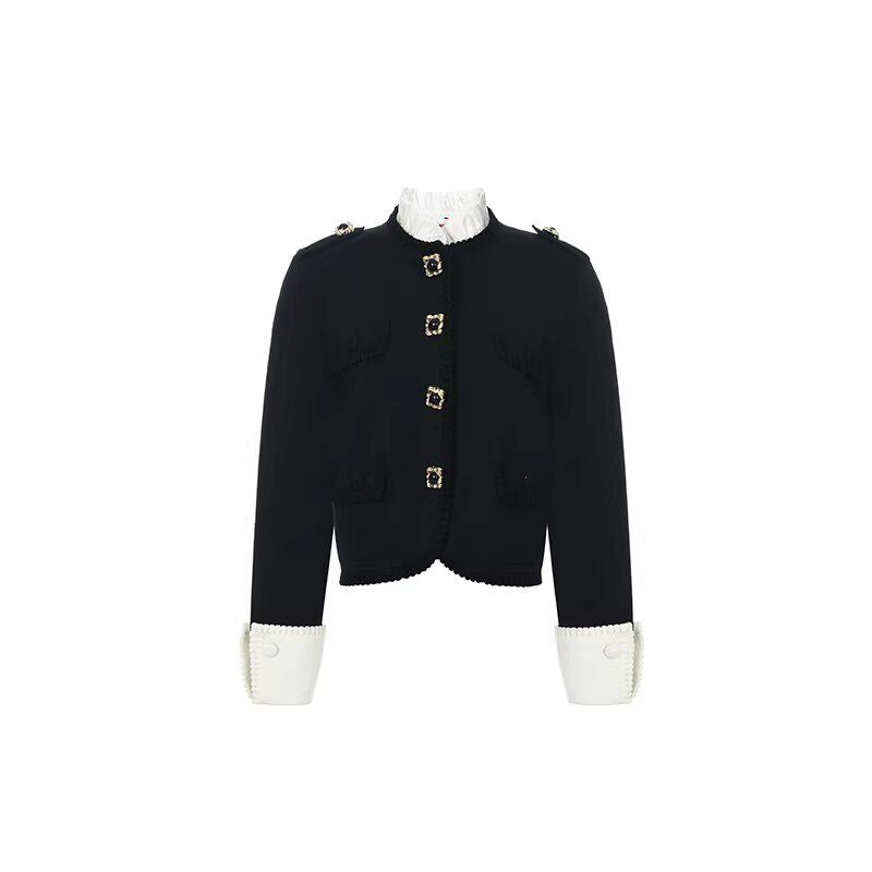 FAME black classic knitted open fir top - JULIANNE