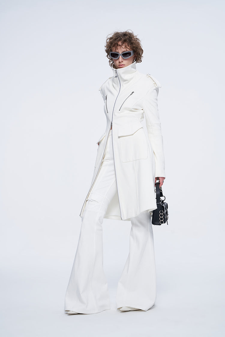 ANNAKIK niche four-pointed star function stand-up collar mid-length coat-HUILIN