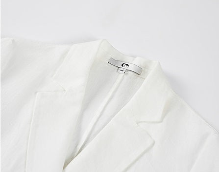 COMME MOI White Commuter Linen Notched Lapel Suit - MESSIAH.
