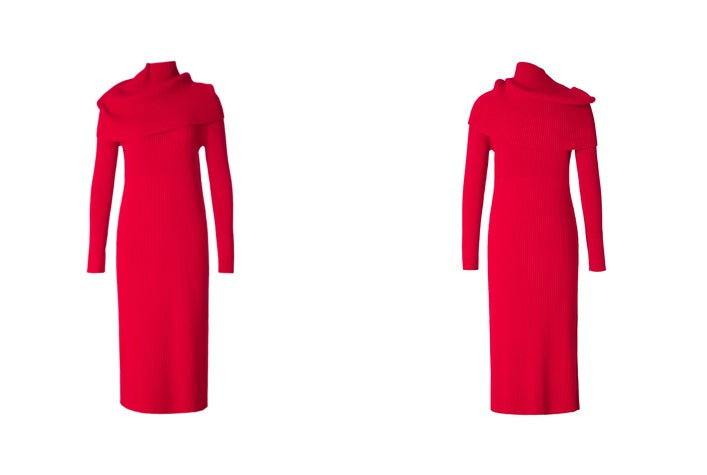 ZHUCHONGYUN Red seamless knit loose wool long sleeve dress-DECIM.