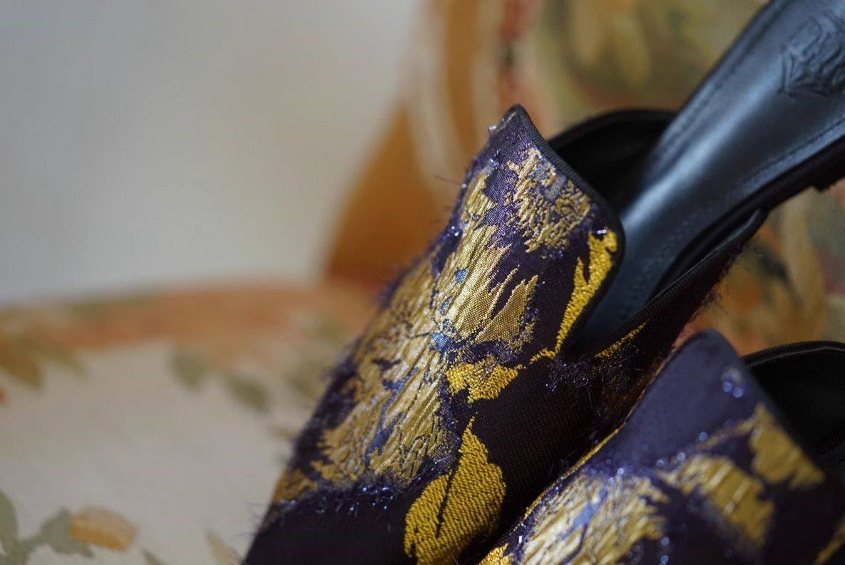 B-FEI rich and elegant special fabric flower flat mules-HASHI.