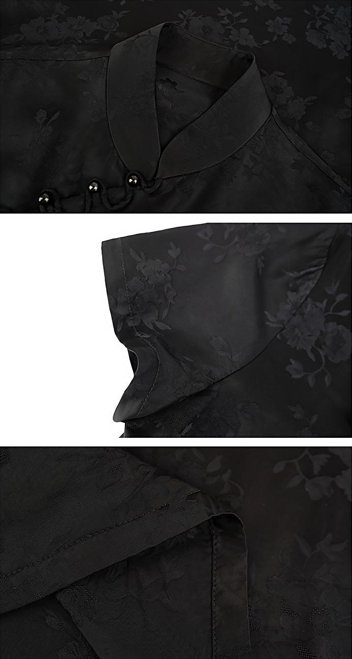 HECO Flower Branch Dark Pattern Short Sleeve Collar Shirt - CHANTS.